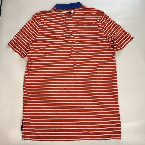 RLX Ralph Lauren Polo Shirt Mens Large Orange Striped Short Sleeve Performance - Picture 6 of 10